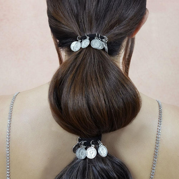Silver Metal Coin Hair Ties - Set of 2