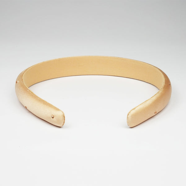 100% Mulberry Silk Puff Hair Band with Rhinestones - Nude