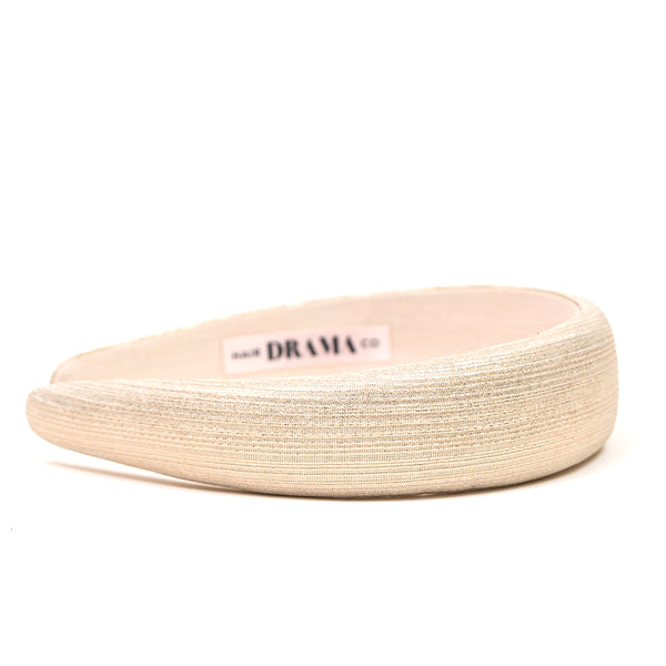 Broad Metallic Hair Band - Pearl Silver