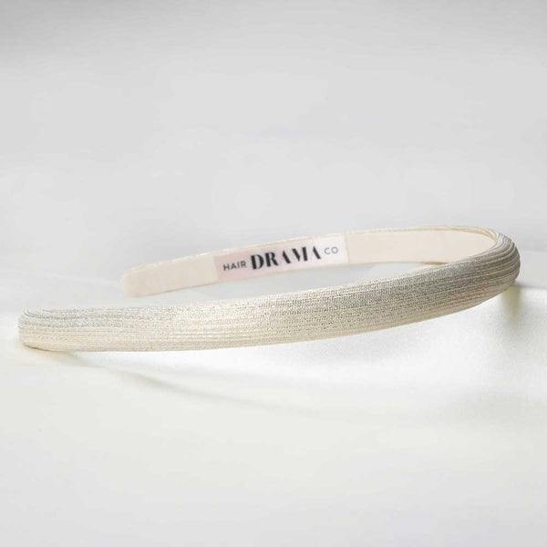 Thin Metallic Hair Band - Pearl Silver