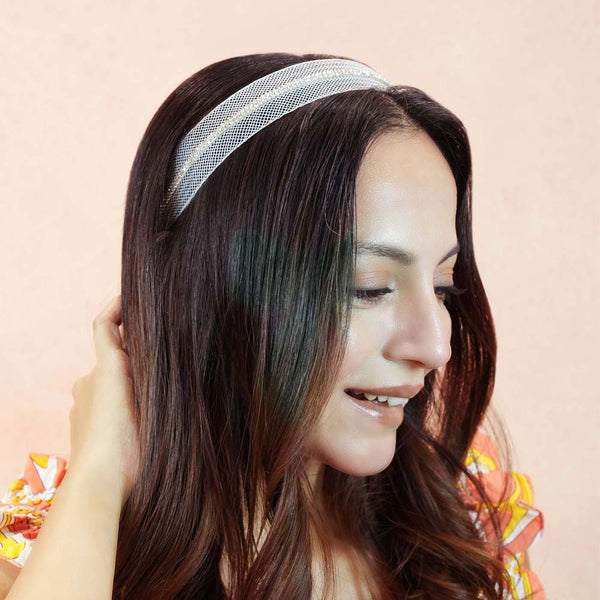 HDC x Emily in Paris Crystal Mesh Hair Band - Pastel Yellow