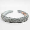 Silk Satin Puff Hair Band with Rhinestones - Grey