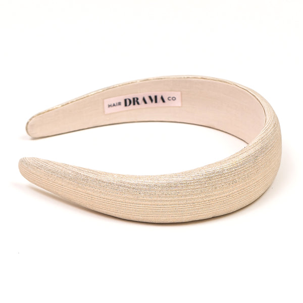 Broad Metallic Hair Band - Pearl Silver