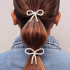 Set of 2 Pearl Bow Hair Tie - Off-White
