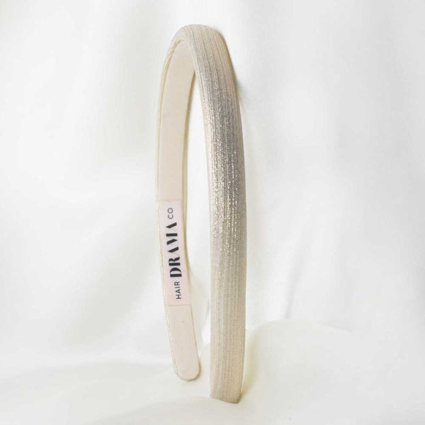 Thin Metallic Hair Band - Pearl Silver