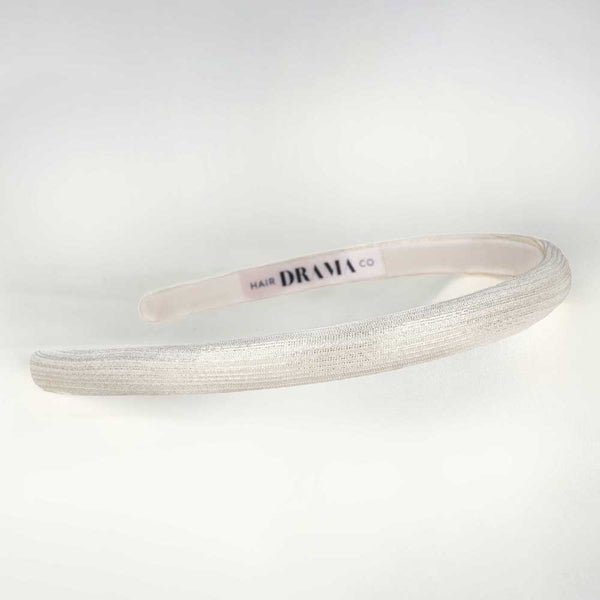 Thin Metallic Hair Band - Pearl Silver