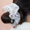 Oversized Organza Scrunchie with Charms - White