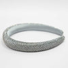 Silk Satin Puff Hair Band with Rhinestones - Grey