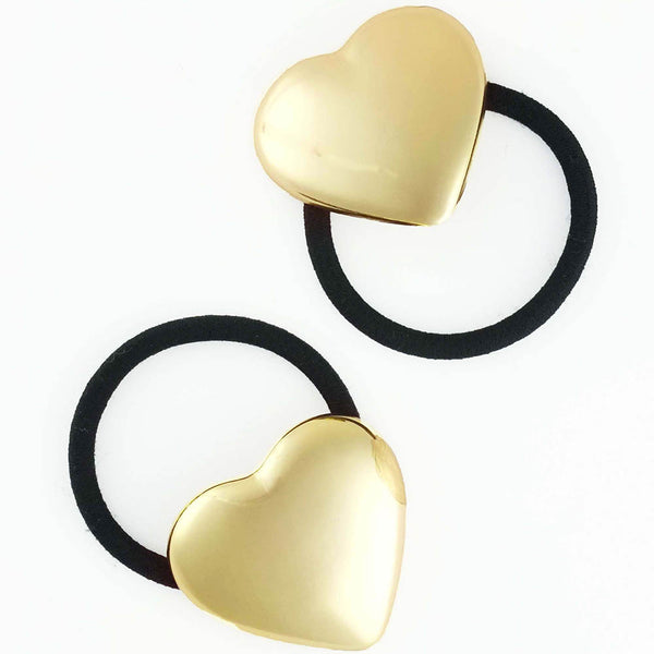 Set of 2 Heart Pony Cuffs - Gold