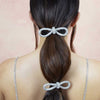 Silver Crystal Hair Bow Alligator Clip - Set of 2