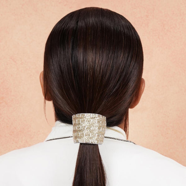 Embellished Ponytail Holder - Silver