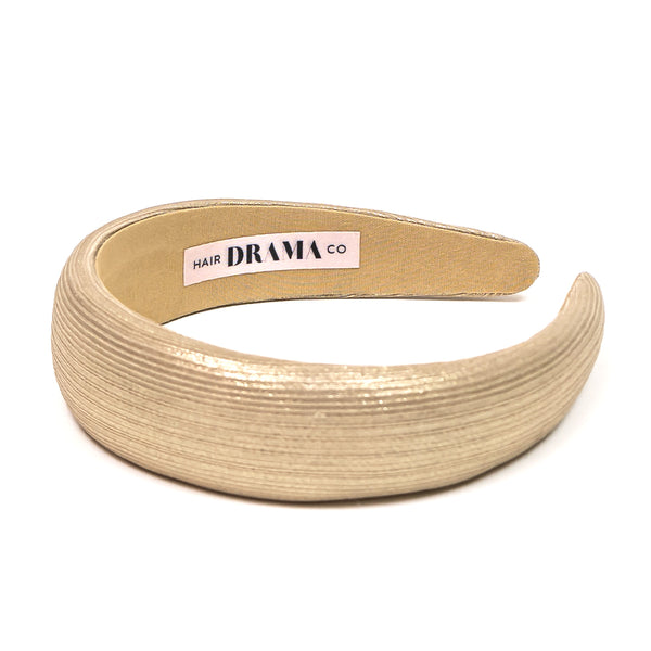 Broad Metallic Hair Band - Ivory Gold