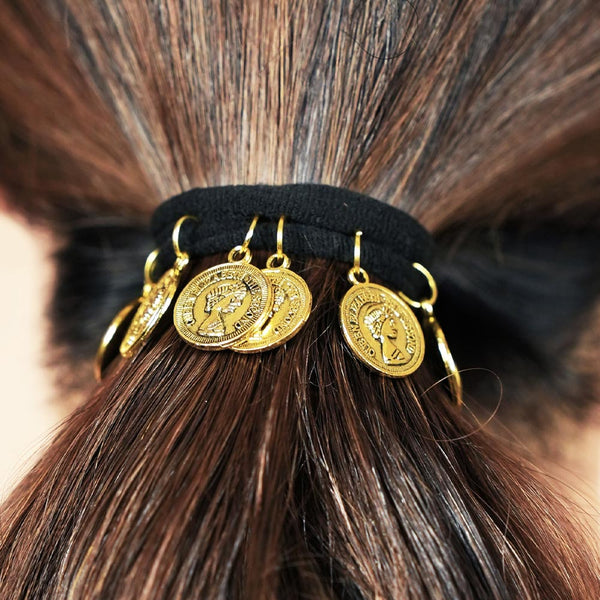 Gold Metal Coin Hair Ties - Set of 2