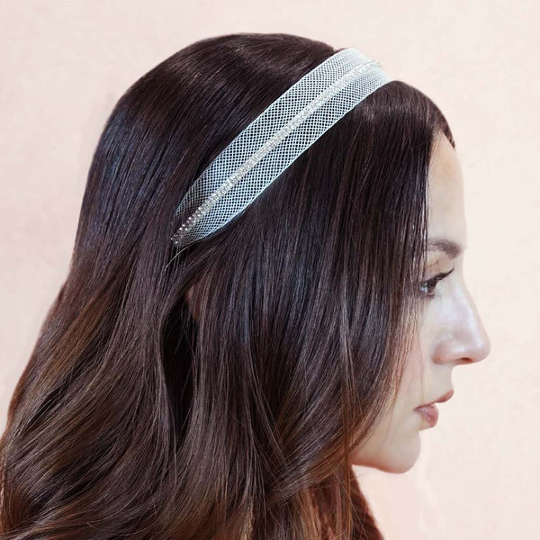 HDC x Emily in Paris Crystal Mesh Hair Band - Pastel Yellow