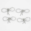 Silver Crystal Hair Bows Alligator Clip - Set of 4