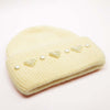 Ribbed Wool Beanie with Pearls & Heart Embellishments - Off-White