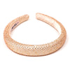 Silk Satin Puff Hair Band with Rhinestones - Champagne