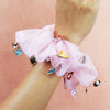 Oversized Organza Scrunchie with Charms - Pink