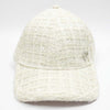 Tweed Baseball Cap with Heart Charm - White
