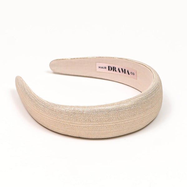 Broad Metallic Hair Band - Pearl Silver