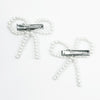Off-White Embellished Pearl Hair Bow Alligator Clip - Set of 2