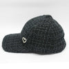 Tweed Baseball Cap with Heart Charm - Black