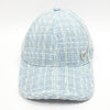 Tweed Baseball Cap with Heart Charm - Blue & White