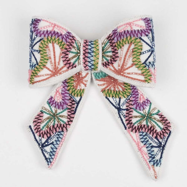 Embellished Hair Bow Alligator Clip - Multi