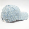 Tweed Baseball Cap with Heart Charm - Blue & White