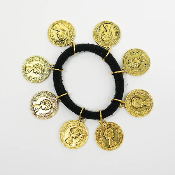Gold Metal Coin Hair Ties - Set of 2