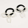 Set of 2 Pearl Bow Hair Tie - Off-White