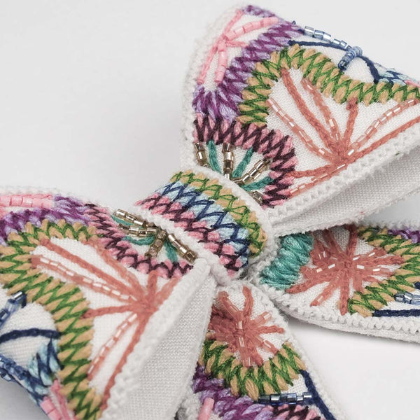 Embellished Hair Bow Alligator Clip - Multi