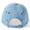 Cherry Embroidered Denim Baseball Cap