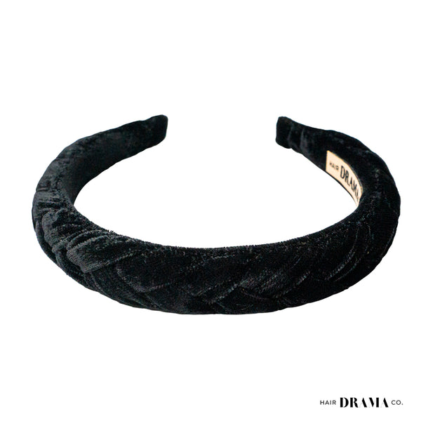 Velvet Braided Headband - Black
