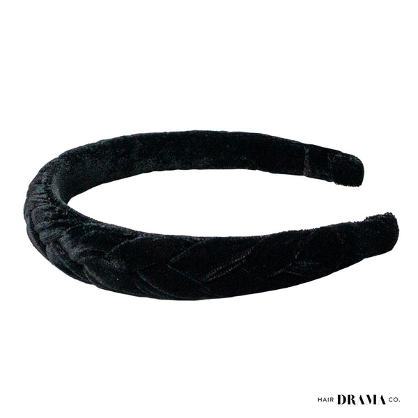 Velvet Braided Headband - Black