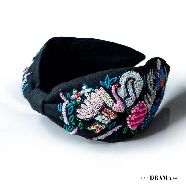 Swan Knotted Headband - Black