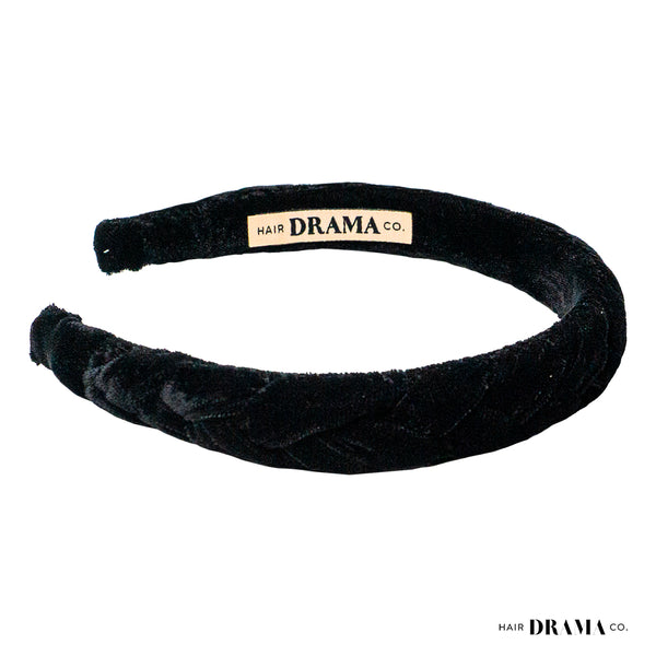 Velvet Braided Headband - Black