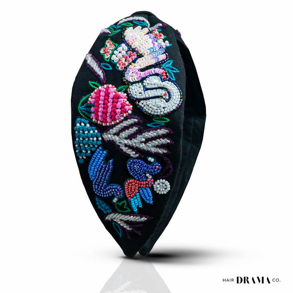 Swan Knotted Headband - Black