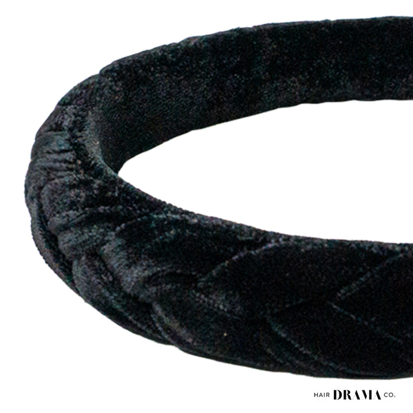 Velvet Braided Headband - Black