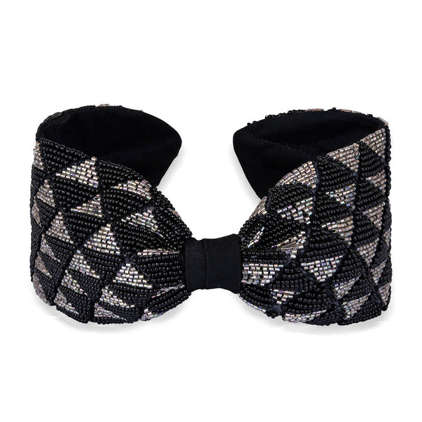 Selene Knotted Hair Band - Black & Silver