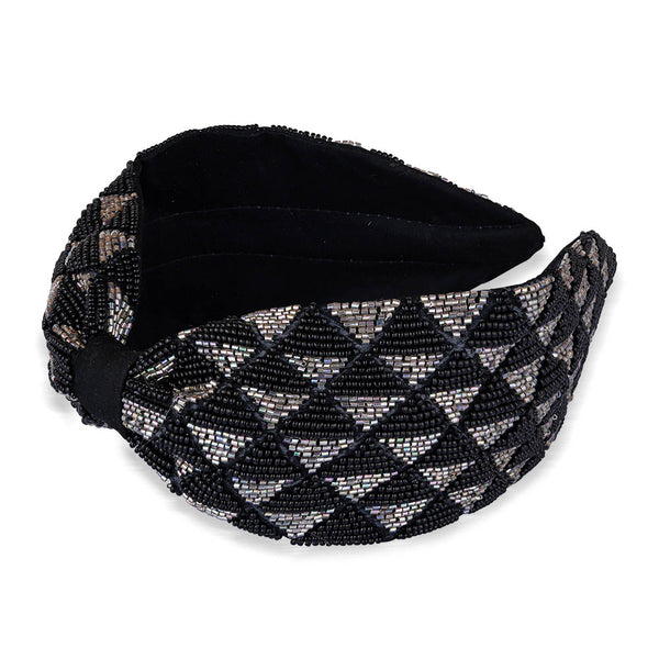 Selene Knotted Hair Band - Black & Silver