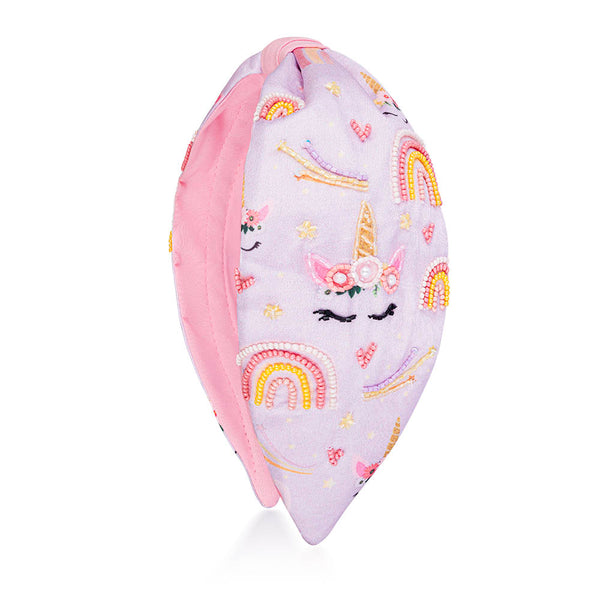 Rainbow Unicorn Knotted Hair Band - Lilac