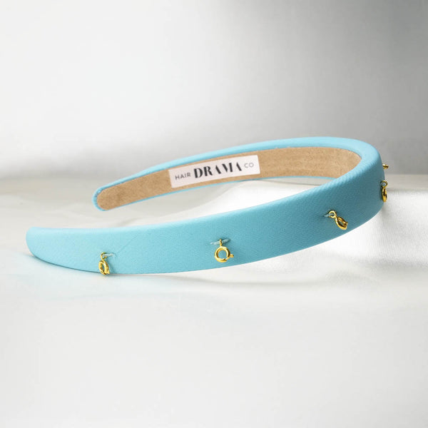 Sky Blue Puff Hair Band - 8 Charms