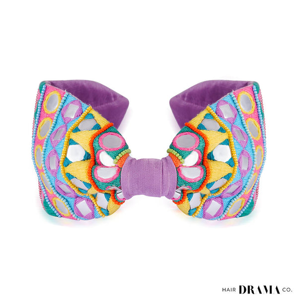 Mirrorwork Knotted Headband - Purple