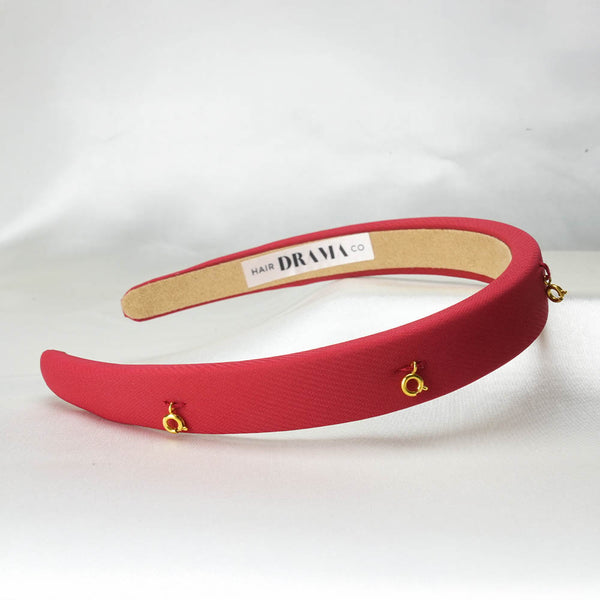 Red Puff Hair Band - 5 Charms