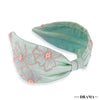 Flower Motif Knotted Headband - Mint Green