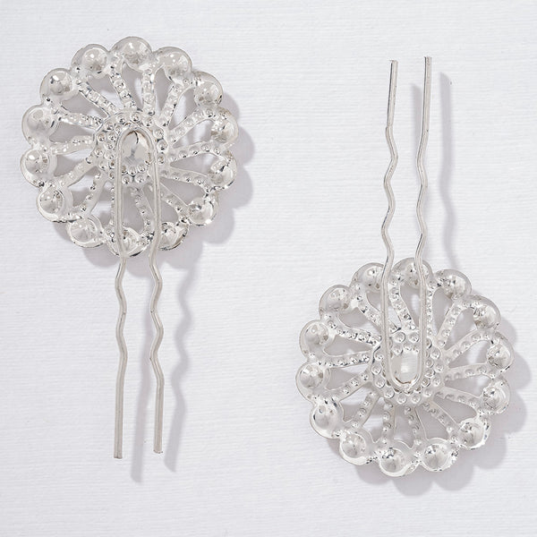 Set of 2 Pearl U Pins - Silver