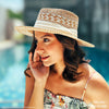 HDC x Emily In Paris Tan & White Woven Straw Flat Brim Hat