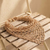Fine zari crochet bohemian headscarf in muted gold - lightweight, versatile bandana for styling