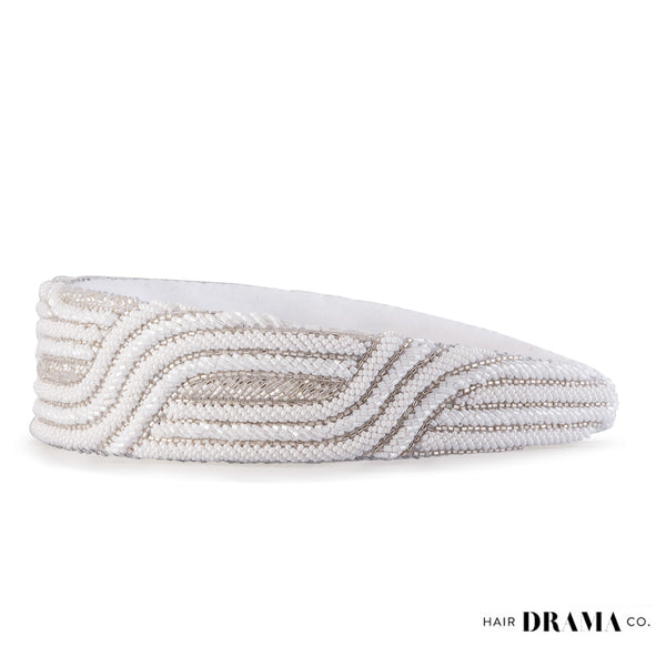 Embellished Flat Band - White